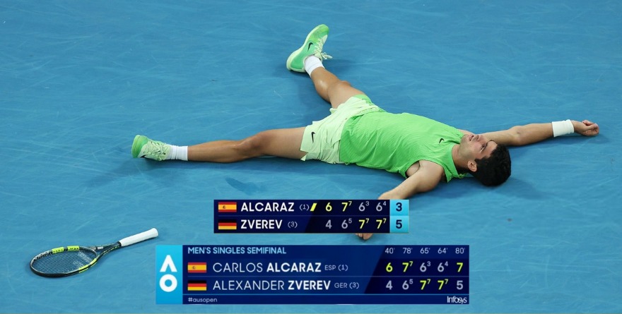 GANA ALCARAZ A ZVEREV EN MARATÓNICA SEMIFINAL EN AUSTRALIA
