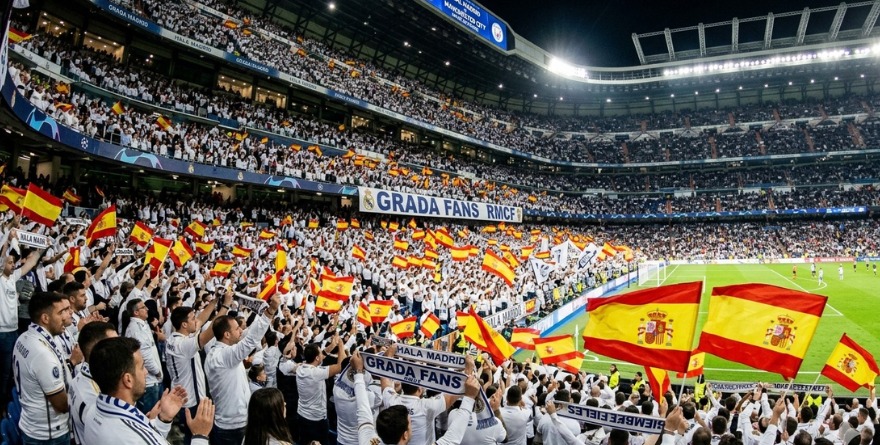 EL REAL MADRID VETA LA BANDERA DE ESPAÑA EN LA GRADA FANS