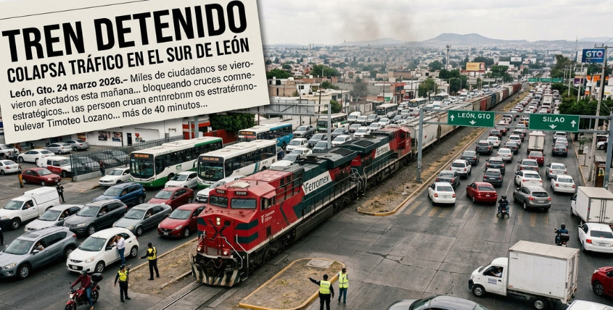 TREN DETENIDO COLAPSA TRÁFICO EN EL SUR DE LEÓN