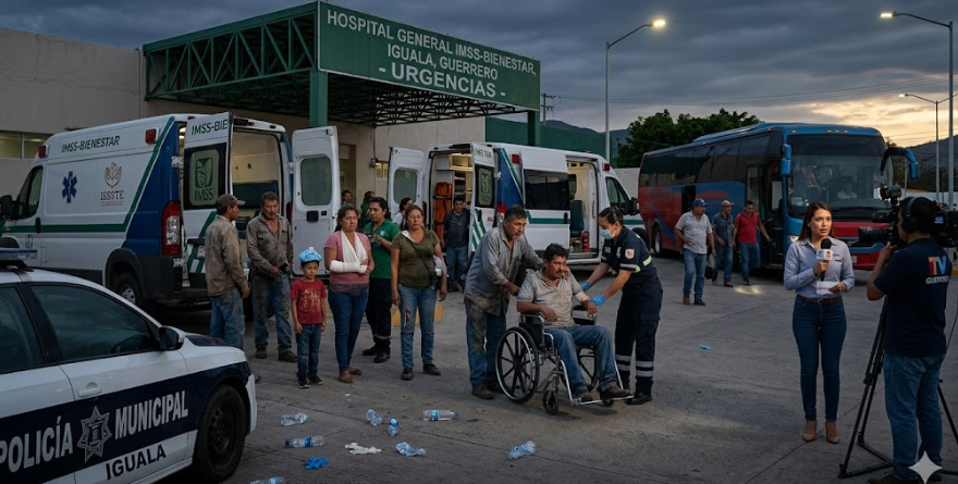 SE LESIONAN JORNALEROS POR CHOQUE DE AUTOBÚS EN GUERRERO