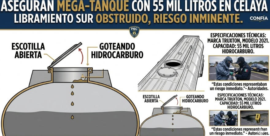 ASEGURAN MEGA-TANQUE CON 55 MIL LITROS EN CELAYA