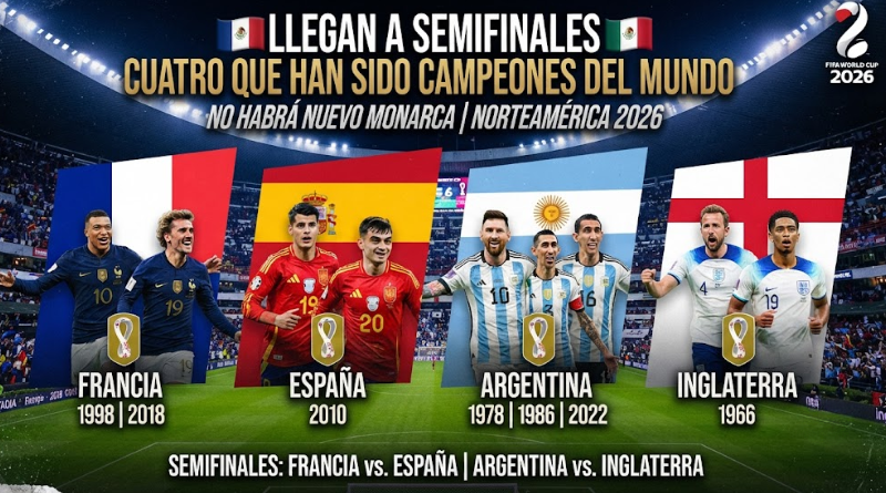 CLASIFICAN A SEMIFINALES CUATRO CAMPEONES MUNDIALES DEL PASADO