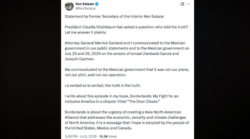 LA RESPUESTA DE KEN SALAZAR A SHEINBAUM RESPECTO AL CASO MAYO