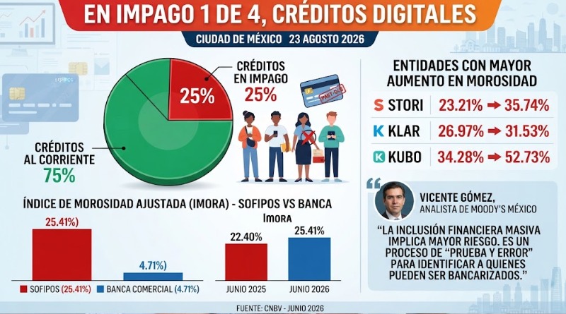 CRÉDITOS DIGITALES: EL IMPAGO AFECTA A UNO DE CUATRO
