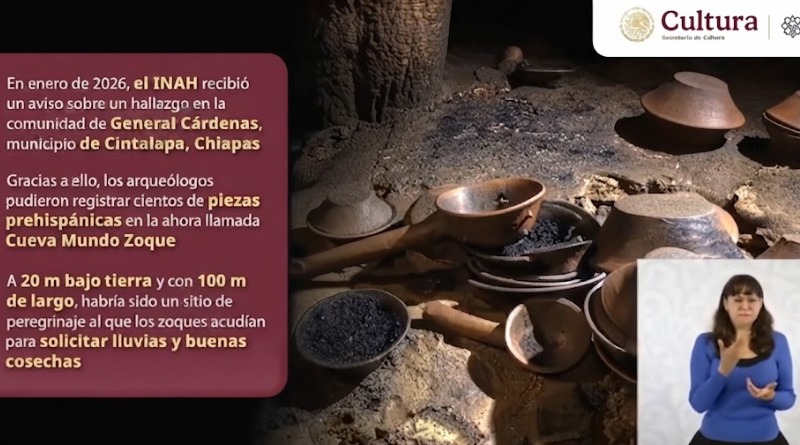 INAH PRESENTA EL HALLAZGO DE LA ‘CUEVA DEL MUNDO ZOQUE’ EN CHIAPAS