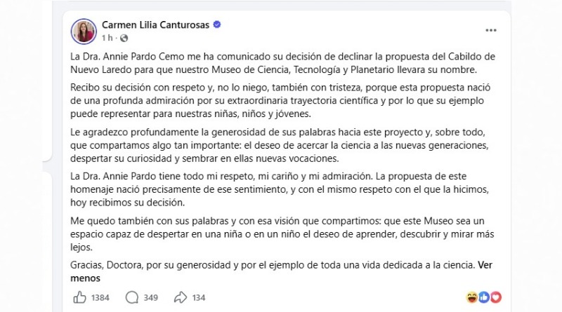 RECHAZA MAMÁ DE CSP QUE LE COLOQUEN SU NOMBRE AL MUSEO