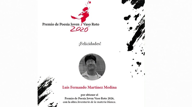 TAPATÍO TRIUNFA CON PREMIO DE POESÍA JOVEN VASO ROTO