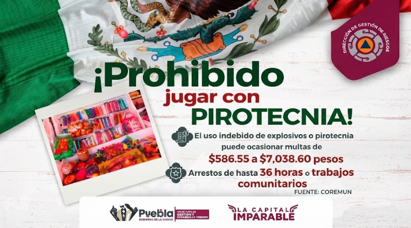 SE EXHORTA EN PUEBLA A CELEBRAR SIN PIROTECNIA